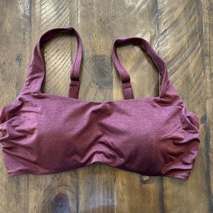 Athleta Square Neck Bra Cup Bikini Top coffeeberry/maroon Underwire 36D/DD